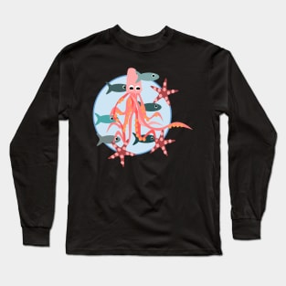 Octopus, in his element, pattern Long Sleeve T-Shirt